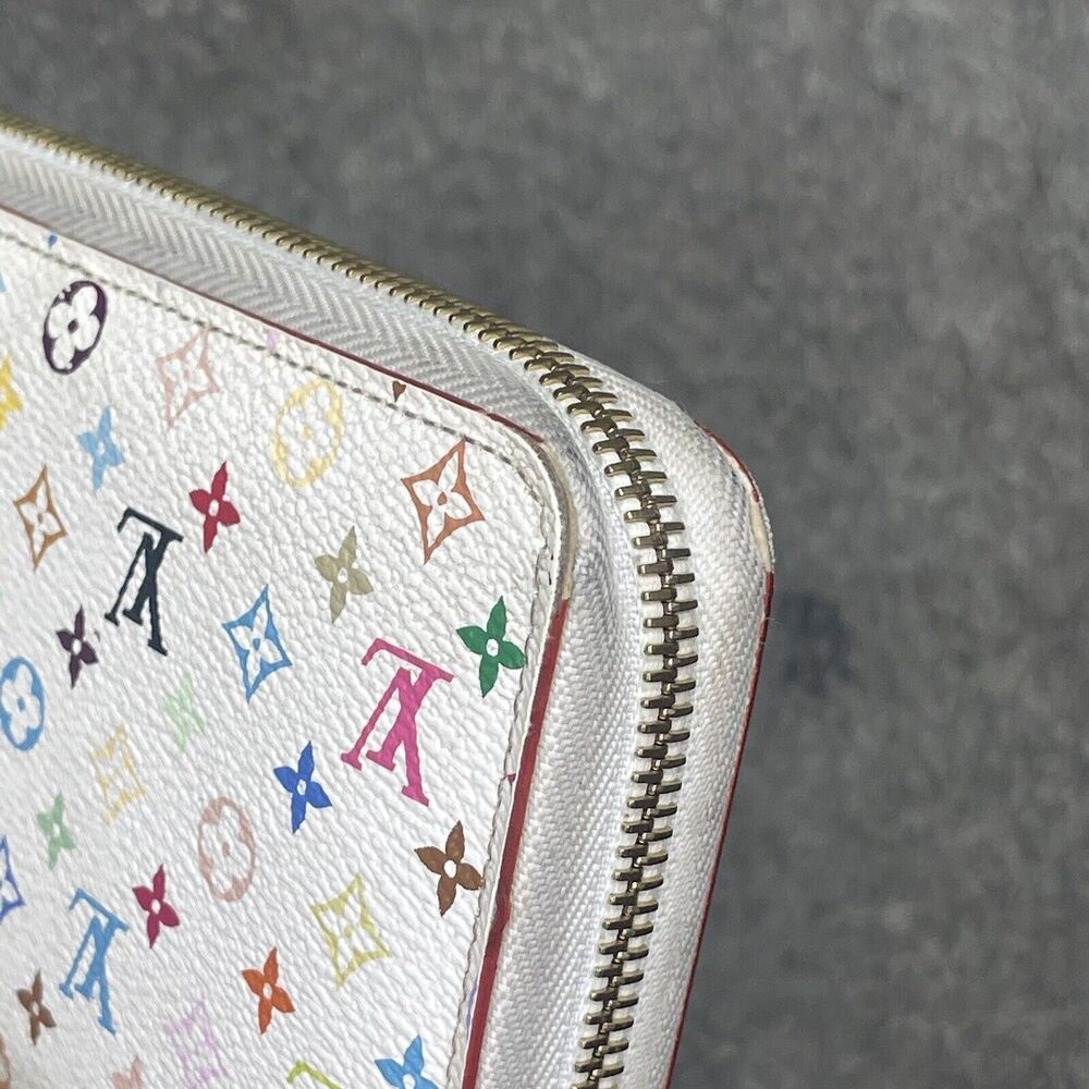 Louis Vuitton White Multicolor Coated Canvas Monogram Zippy Wallet Murakami - Picture 6 of 16